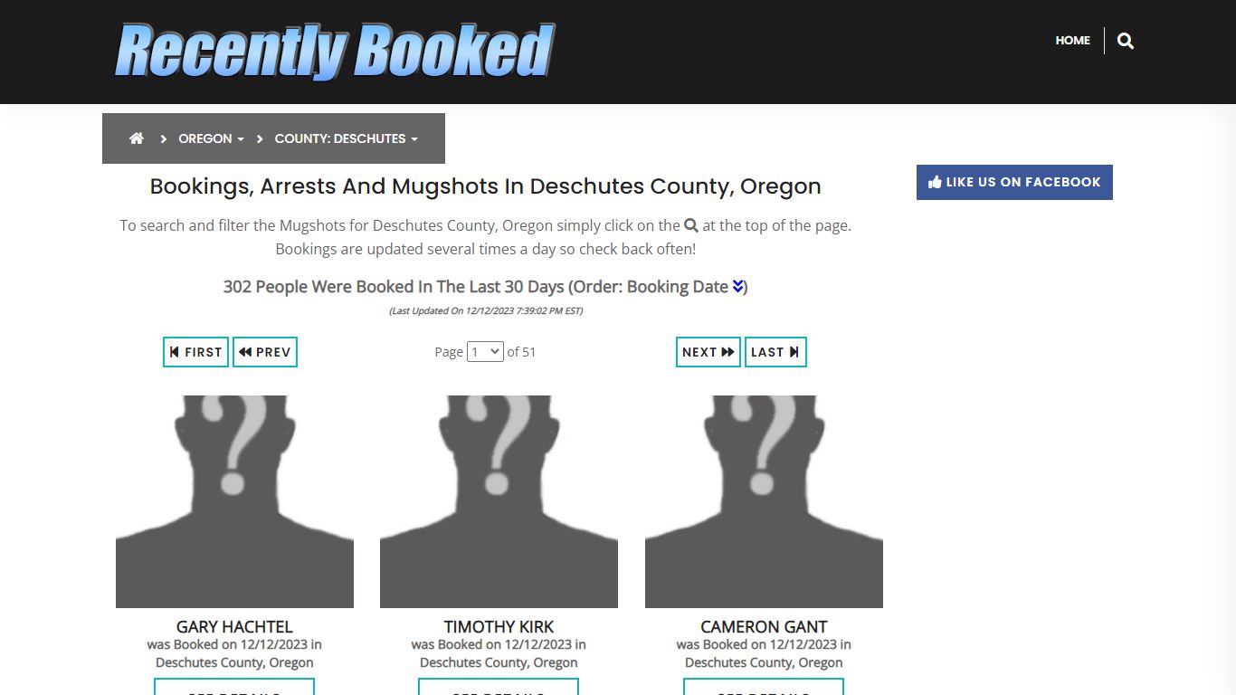 Bookings, Arrests and Mugshots in Deschutes County, Oregon